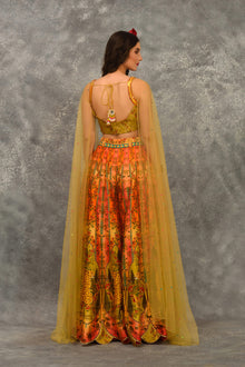 Printed Silk Sharara Set With Attached Dupatta